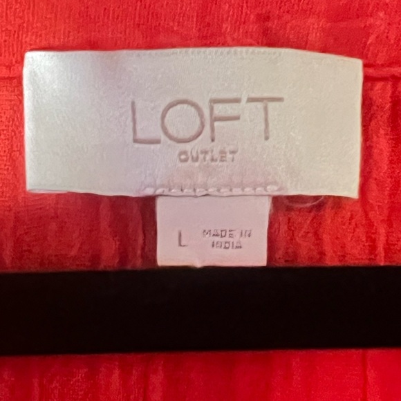 LOFT Bright Red Tie-Front Blouse - Picture 2 of 4